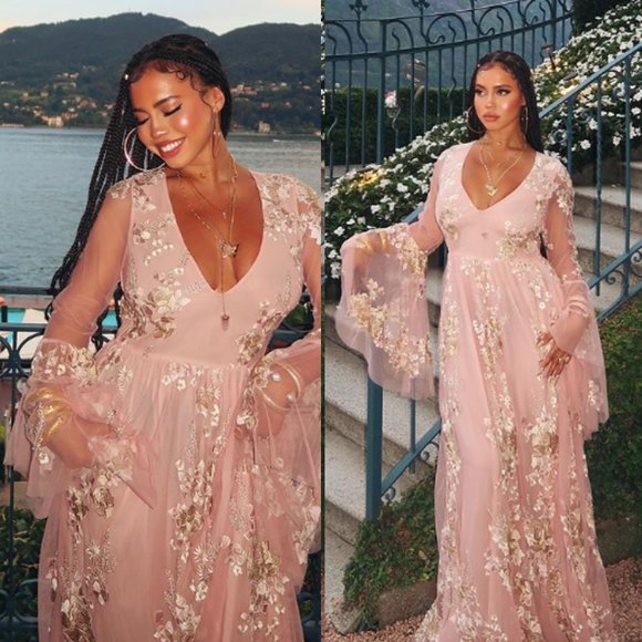 LoveShackFancy NEW Brixton Pink Lace Long Sleeve Formal Maxi Dress Size 6 - Picture 5 of 14